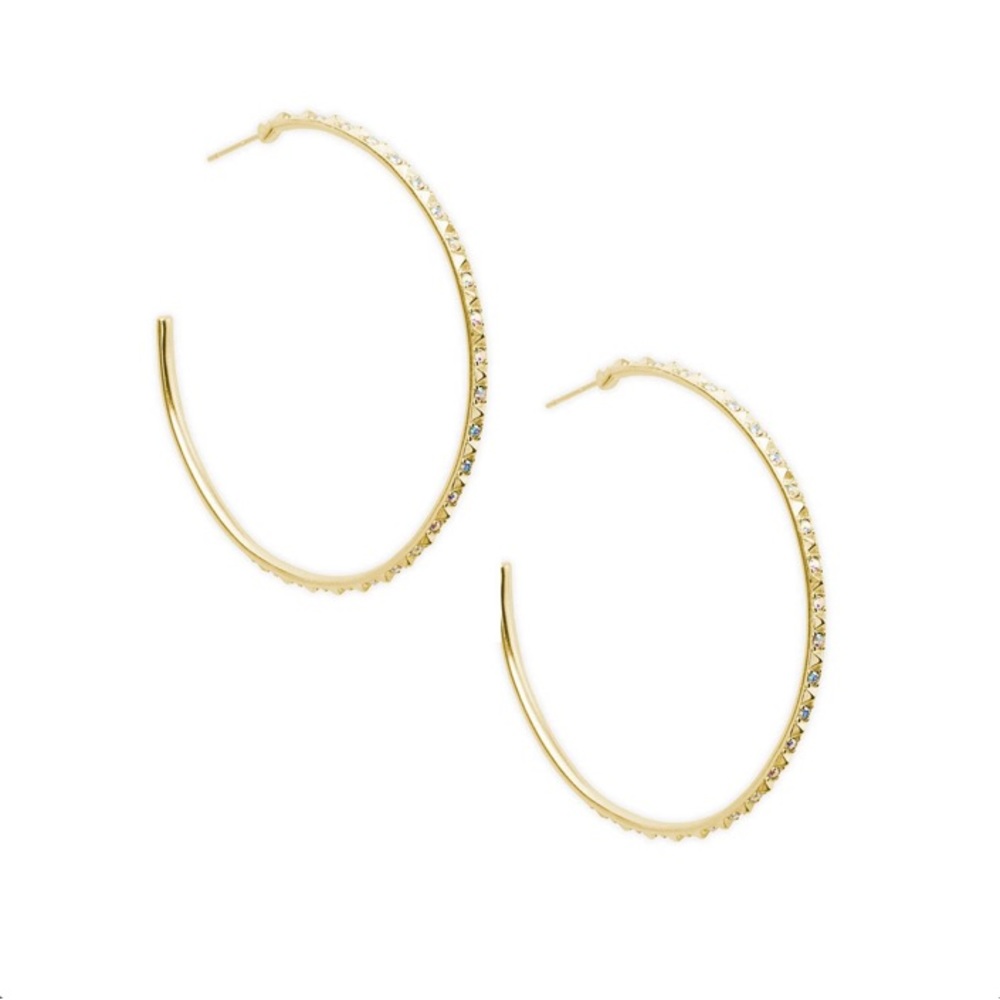 KENDRA SCOTT VAL GOLD HOOP EARRINGS IN IRIDESCENT CRYSTAL